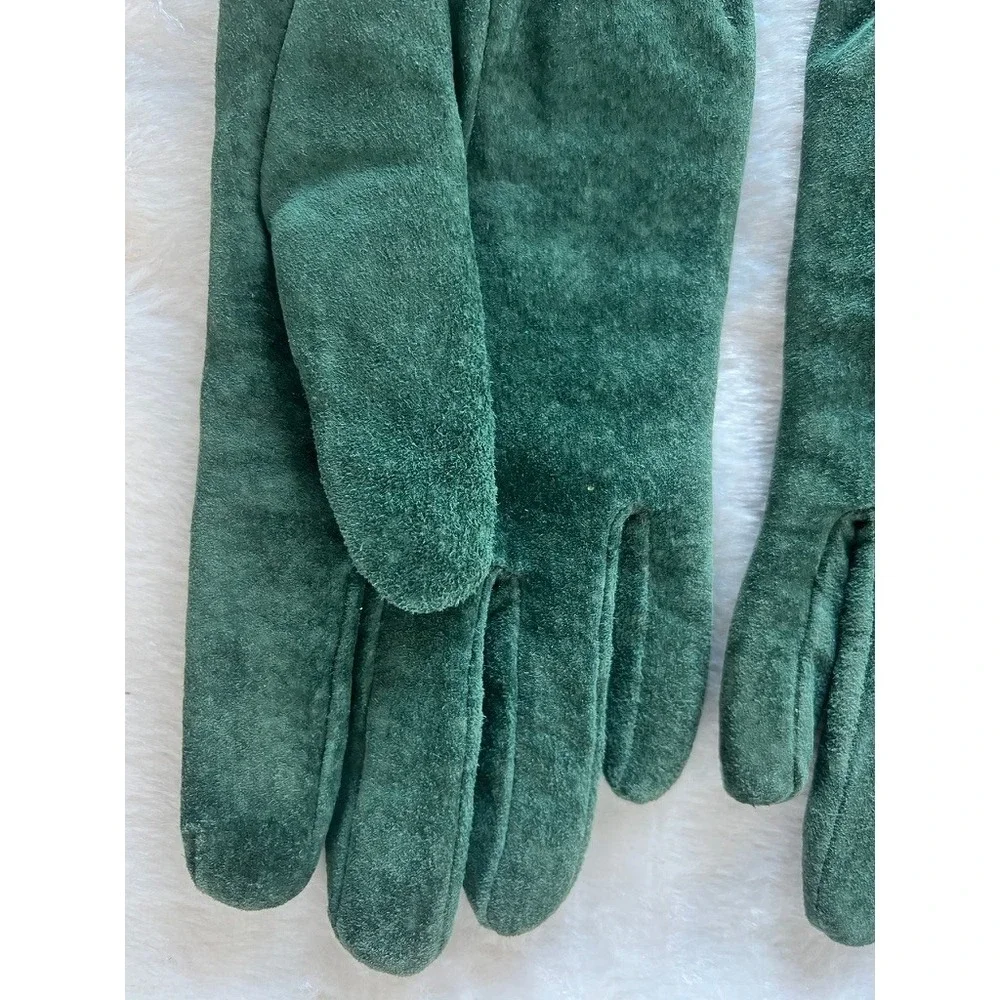 Suede Gloves Forest Green Lined Med Dark Academia Vintage MCM Forestcore Classic
